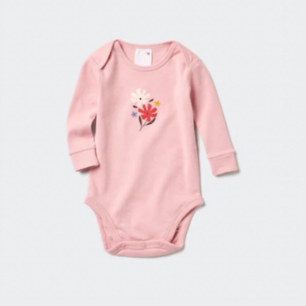 UNIQLO Baby Printed Bodysuit | Long Sleeve PINK 12-18M NWT